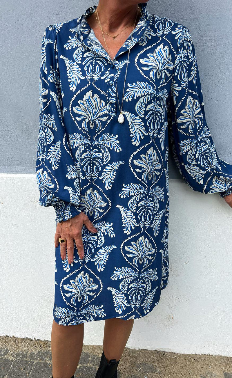 Say INA Copenhagen Kjole - Augusta - Navy Blue Paisley