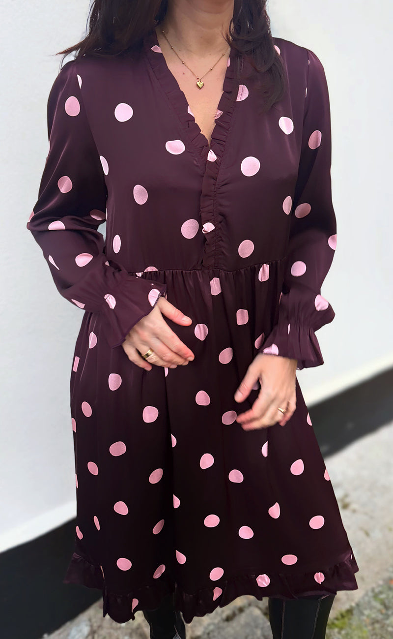 Say INA Copenhagen Kjole - Catja - Bordeaux W. Big Dots