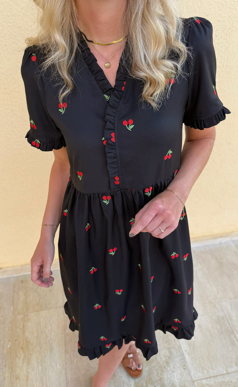 Say INA Copenhagen Kjole - Catja Summer Long - Black W. Cherries