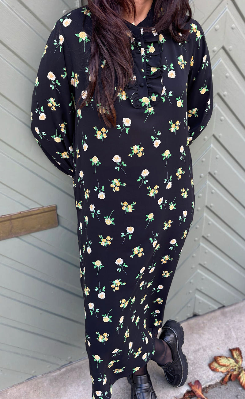 Say INA Copenhagen Kjole - Ella - Black W. Small Flowers