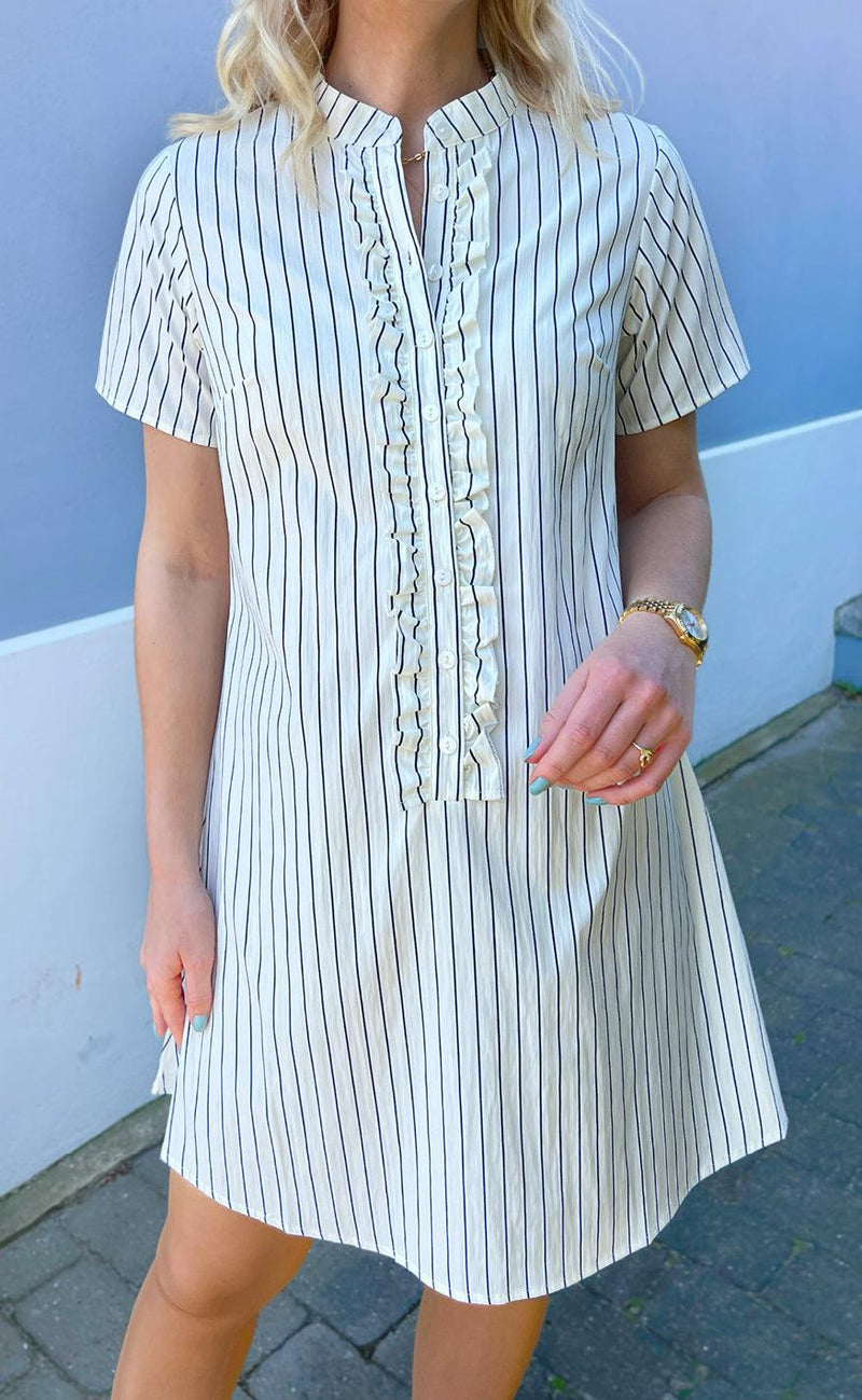 Say INA Copenhagen Kjole - Flora - White/Navy Striped