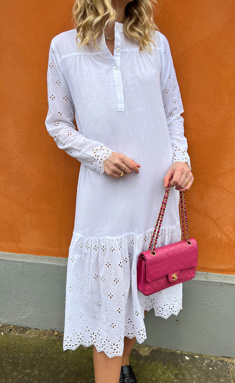 Say INA Copenhagen Kjole - Kitt - White Embroidery