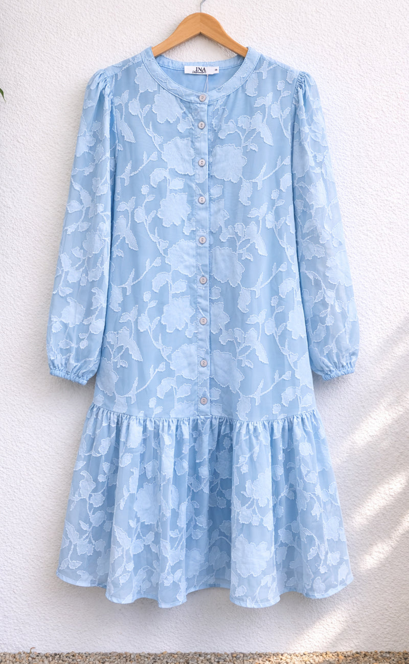 Say INA Copenhagen Kjole - Luna - Light Blue Flower