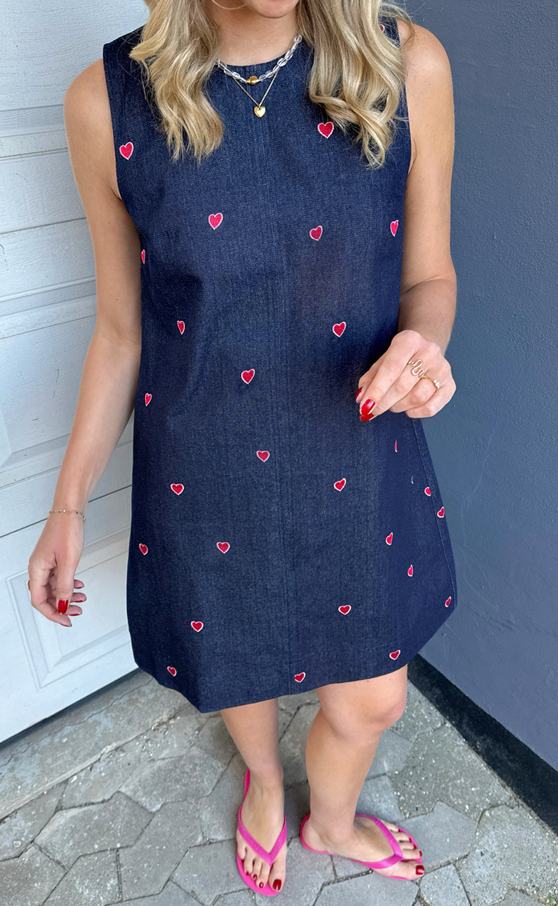 Say INA Copenhagen Kjole - Maja - Dark Blue W. Hearts
