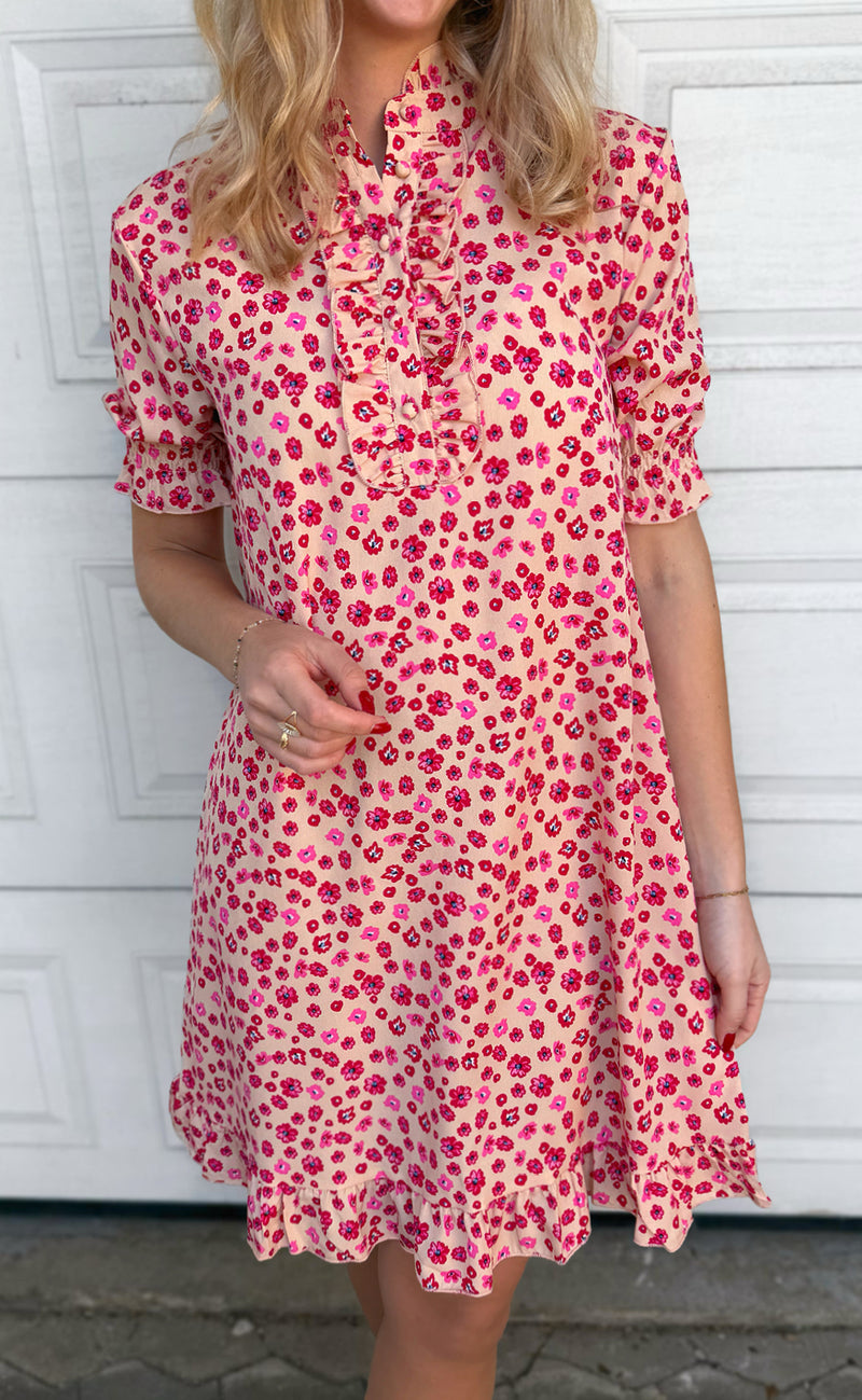 Say INA Copenhagen Kjole - Philine - Pink / Red Flowers