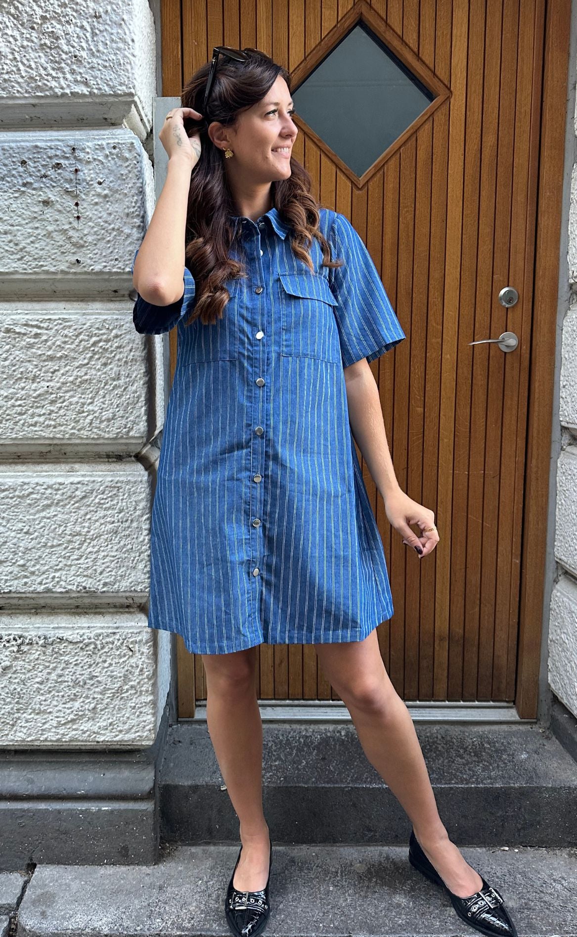 Say INA Copenhagen Kjole - Sif - Denim Blue Pinstripe