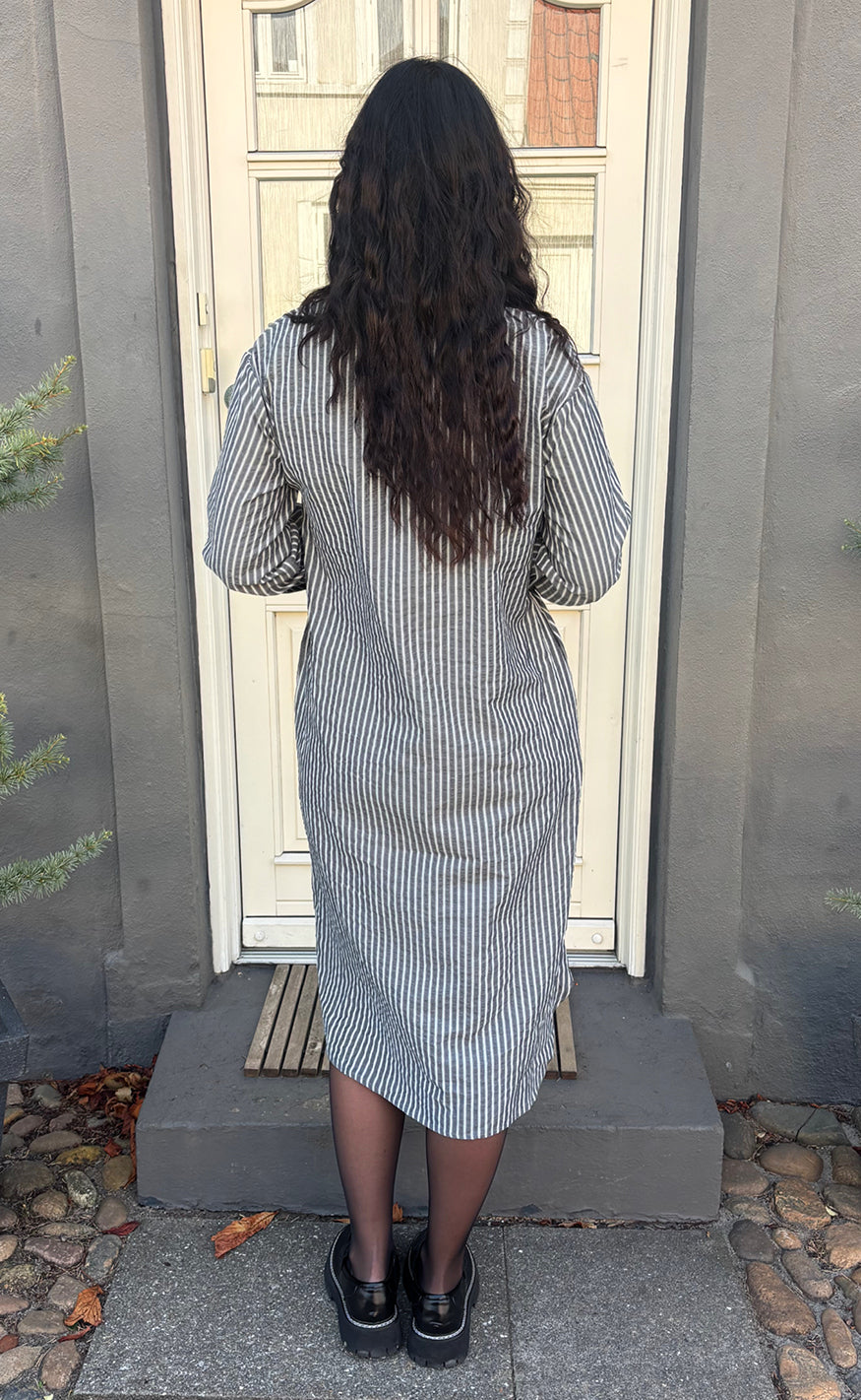 Say INA Copenhagen Kjole - Winnie LS - Grey Striped