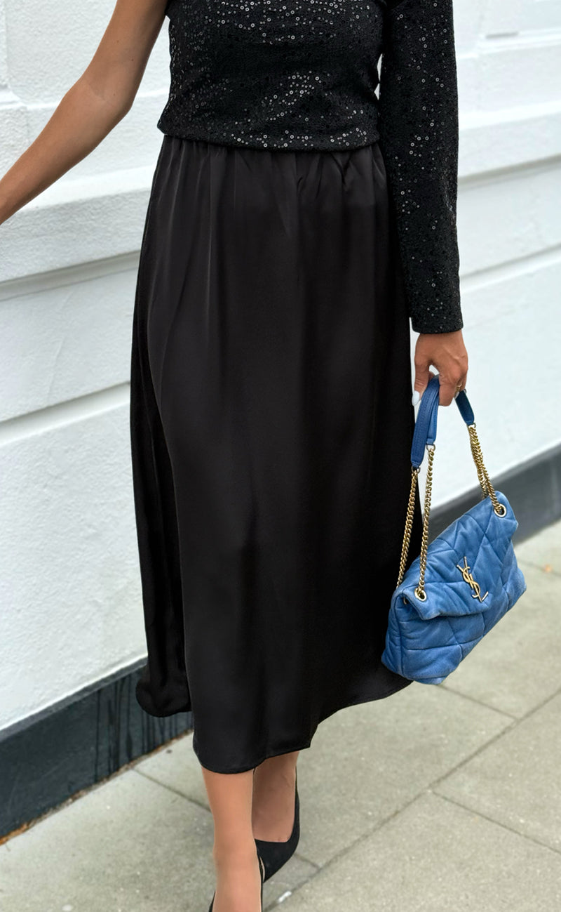Say INA Copenhagen Nederdel - Kit Satin - Black