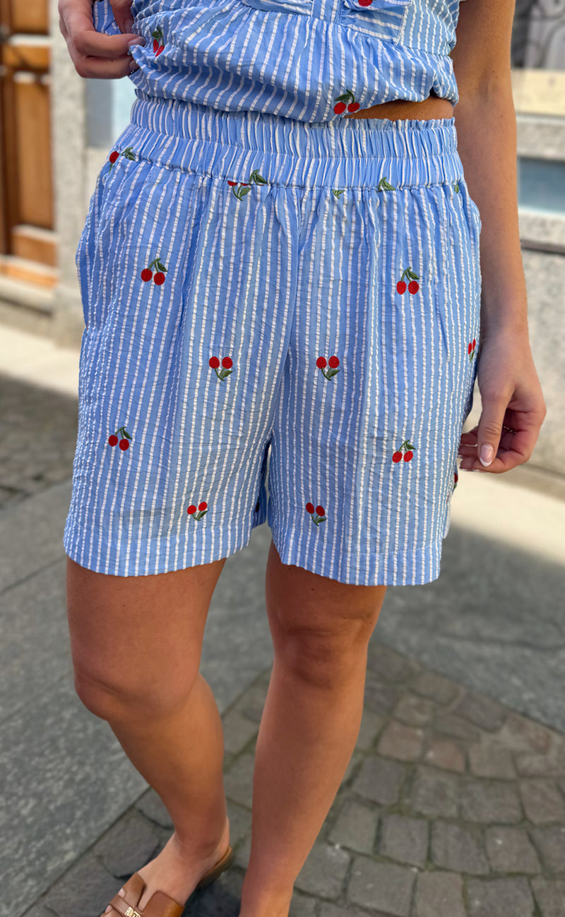 Say INA Copenhagen Shorts - Liv - Blue Striped W. Cherries
