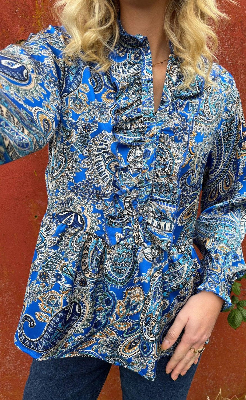 Say INA Copenhagen Skjorte - Evie - New Blue Paisley