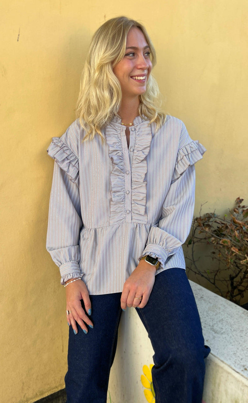 Say INA Copenhagen Skjorte - Frida - Grey Striped