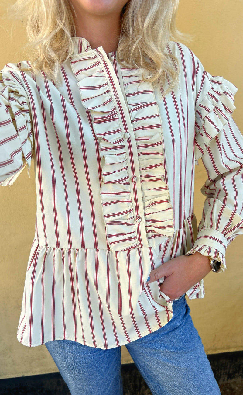 Say INA Copenhagen Skjorte - Frida - Red Striped