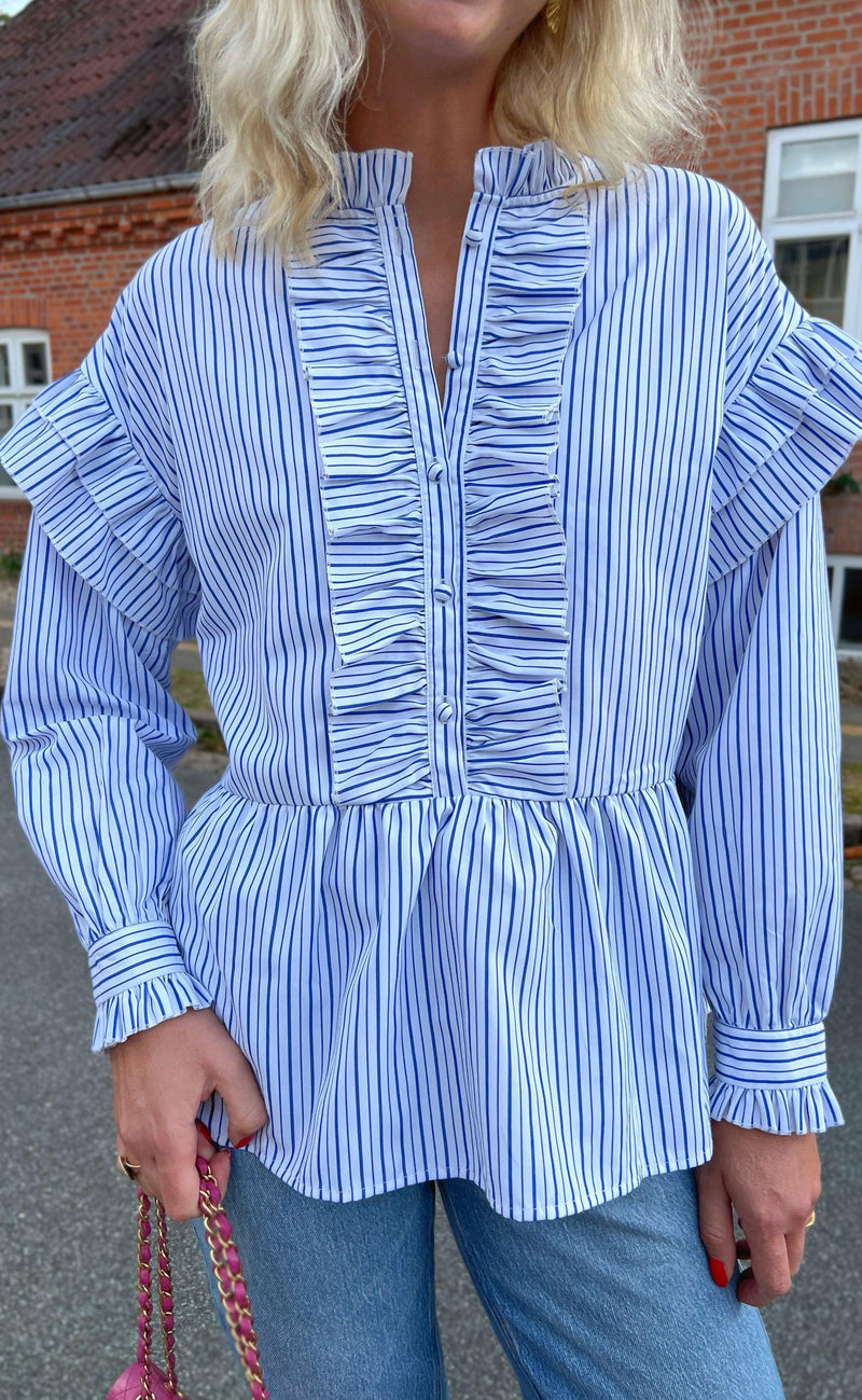 Say INA Copenhagen Skjorte - Frida - White w. Blue Stripes