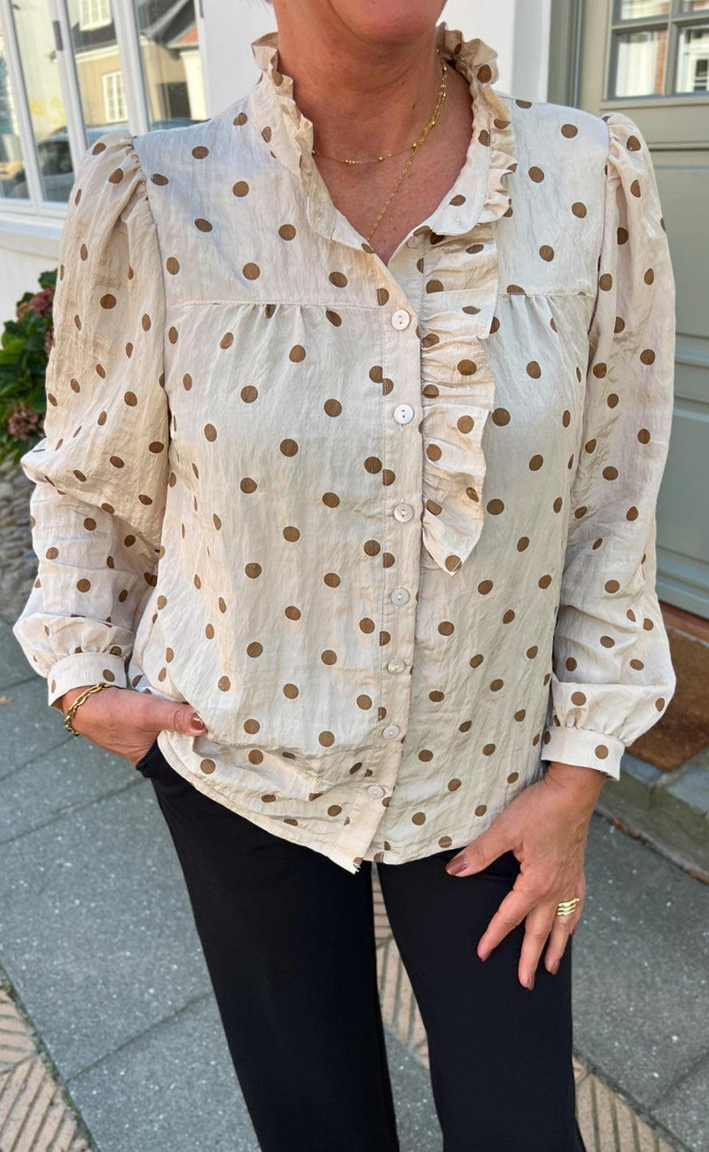 Say INA Copenhagen Skjorte - Kesha - Beige / Brown Dots