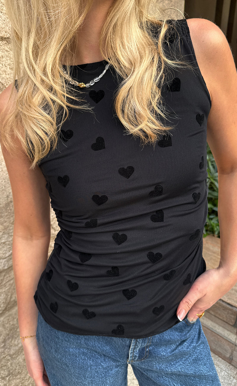 Say INA Copenhagen Top - Sophia Mesh - Black Hearts