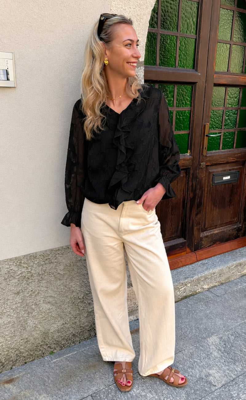 Say NA Copenhagen Bluse - Luna - Black Flower