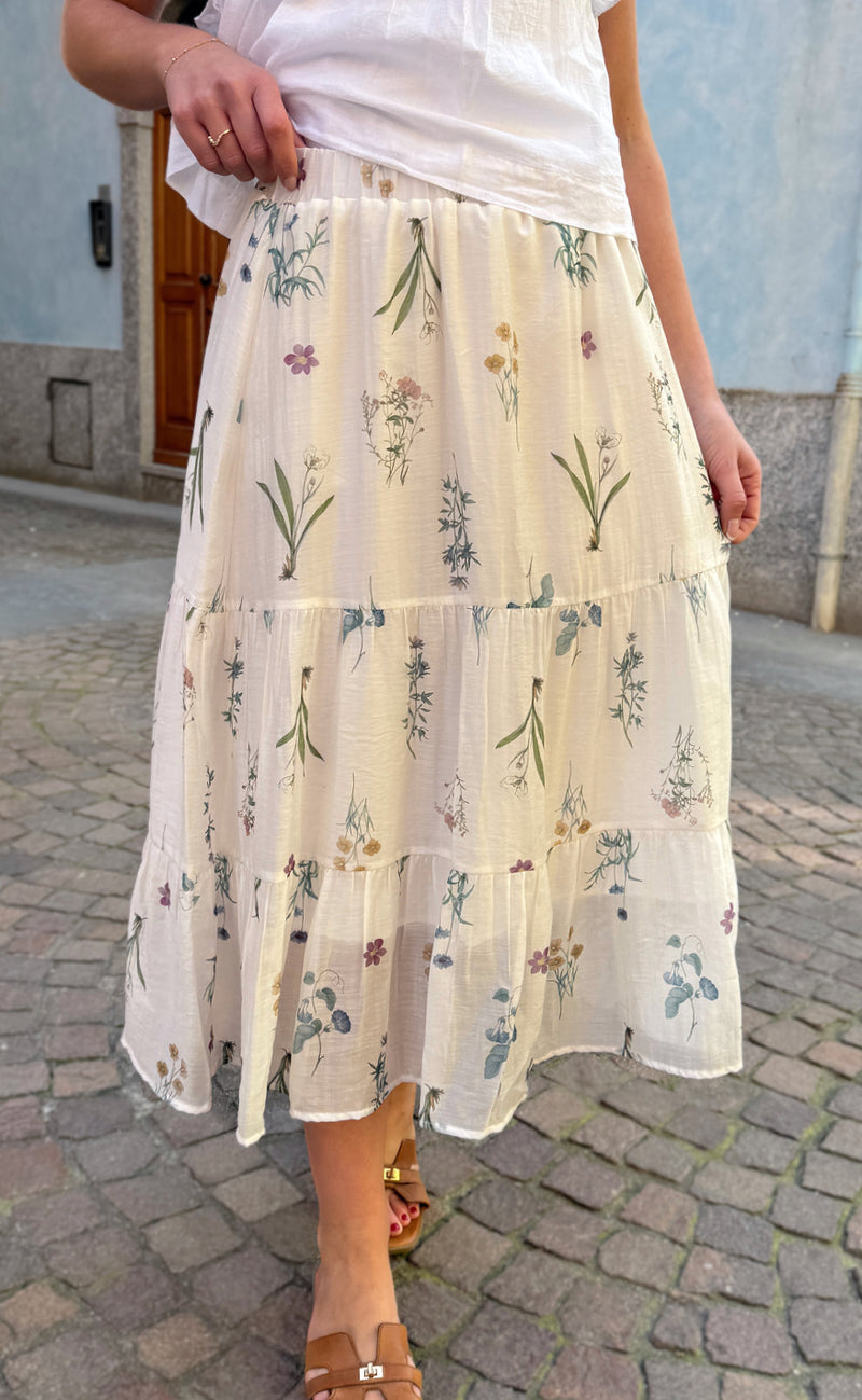 Say NA Copenhagen Nederdel - Ella - Off White W. Small Flowers