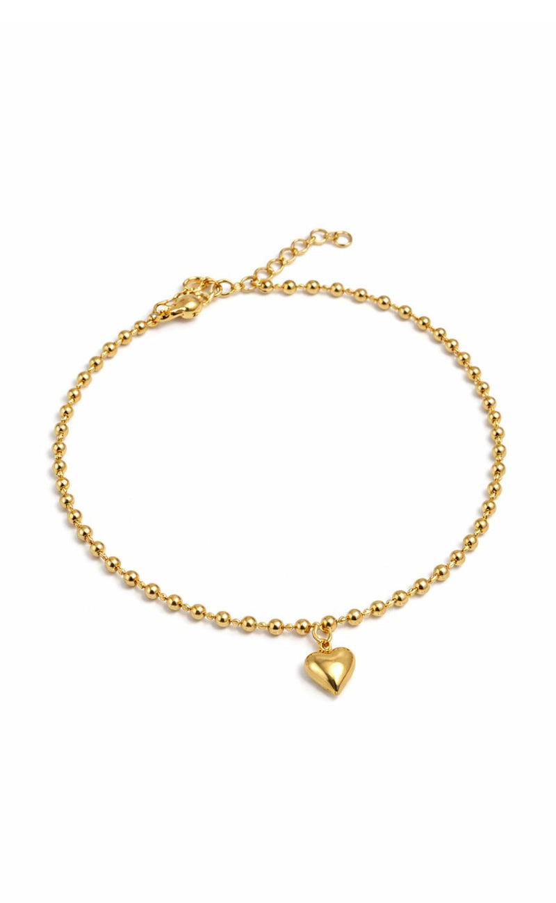 Smykkeli Copenhagen Ankelkæde - Classic Heart - Gold Colour