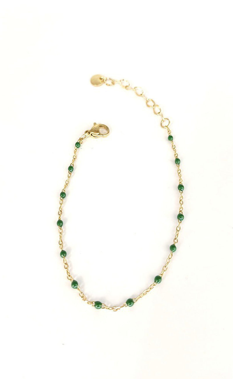 Smykkeli Copenhagen Armbånd - Wien - Gold Colour / Green