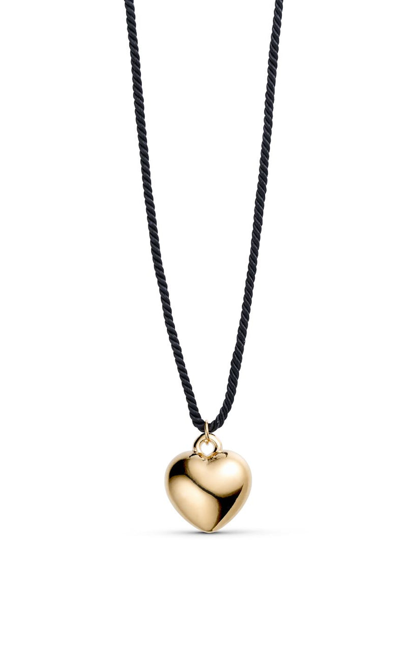 Smykkeli Copenhagen Halskæde - Gold Heart - Black