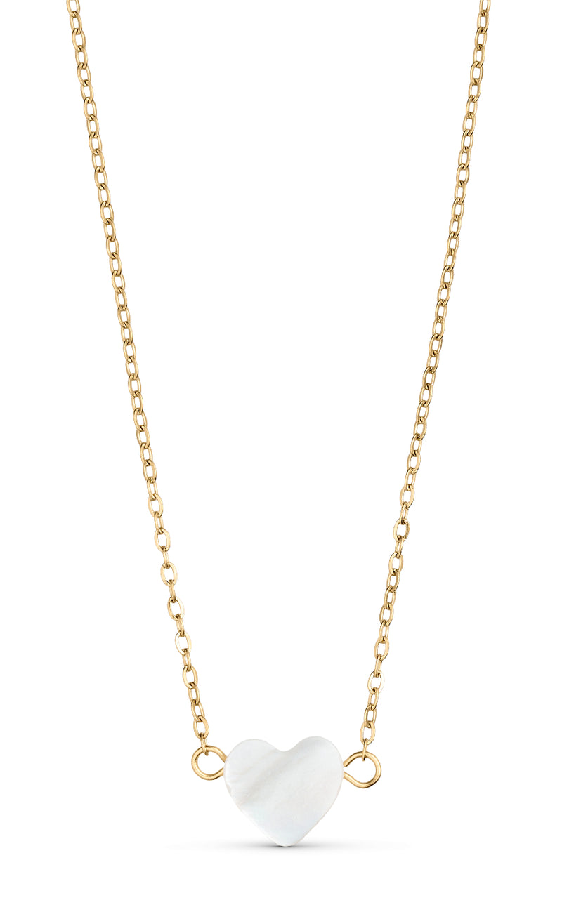 Smykkeli Copenhagen Halskæde - Pearl Heart- Gold Colour