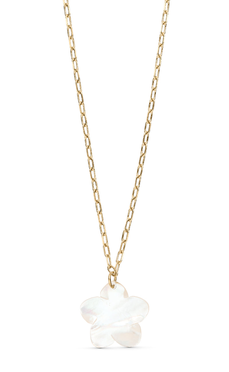Smykkeli Copenhagen Halskæde - White Flower - Gold Colour
