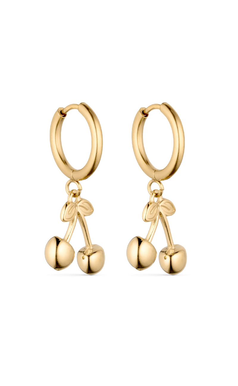 Smykkeli Copenhagen Øreringe - Chunky Cherry - Gold Colour