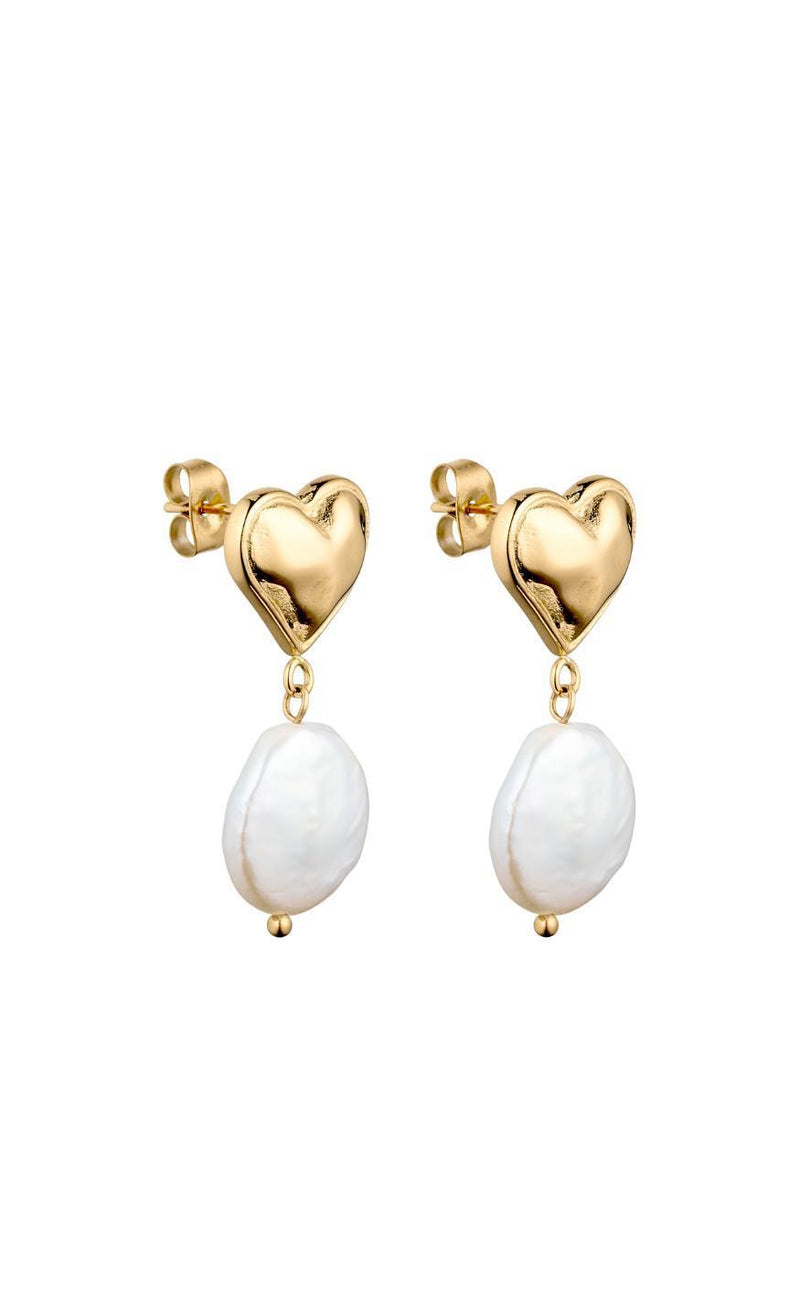 Smykkeli Copenhagen Øreringe - Elba Heart - Pearl