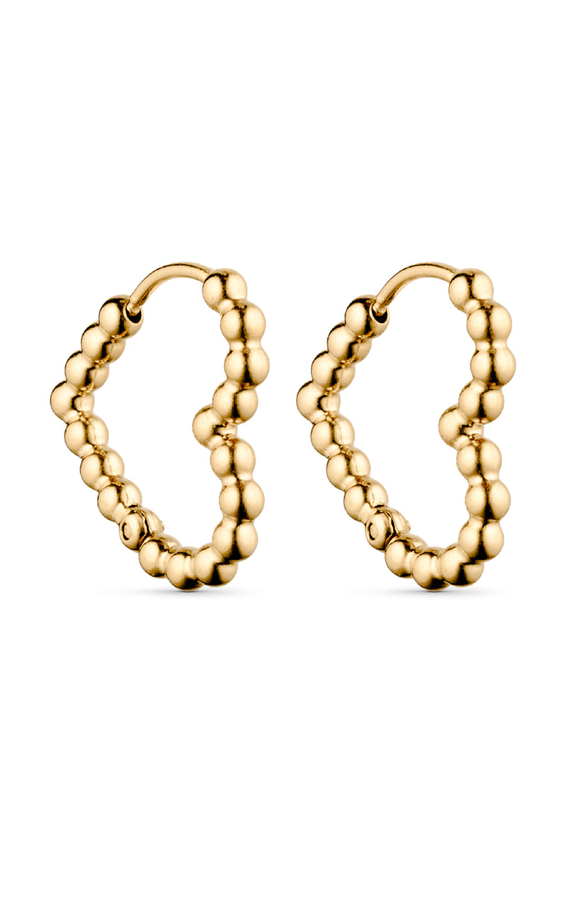 Smykkeli Copenhagen Øreringe - Hammered Heart - Gold Colour