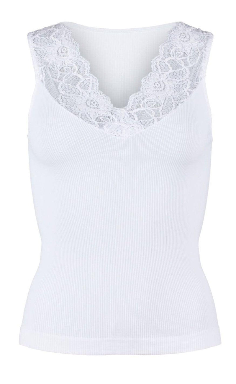 Tim & Simonsen Top - Belen V-Lace - White (vendbar)