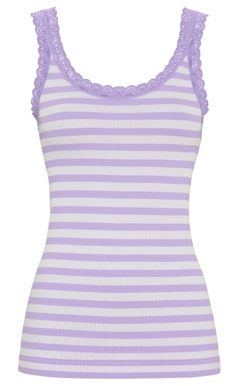 Tim & Simonsen Top - Isa Rib - Lavanda/Bianco