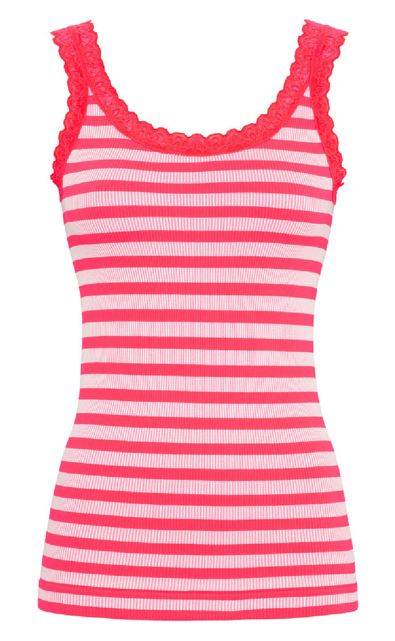 Tim & Simonsen Top - Isa Rib - Scarlatto/Bianco