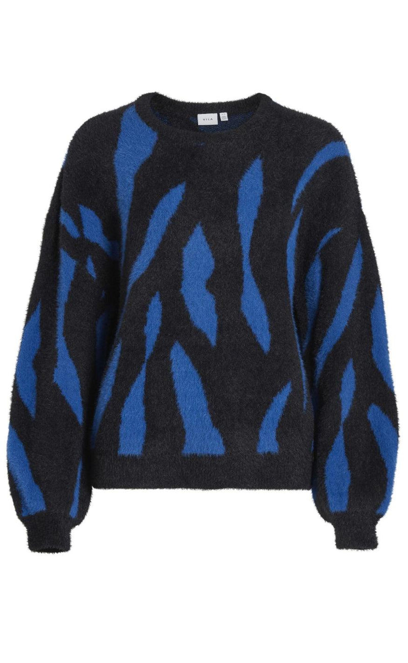VILA Strik - Juli Jaquard - Black/Lapis Blue
