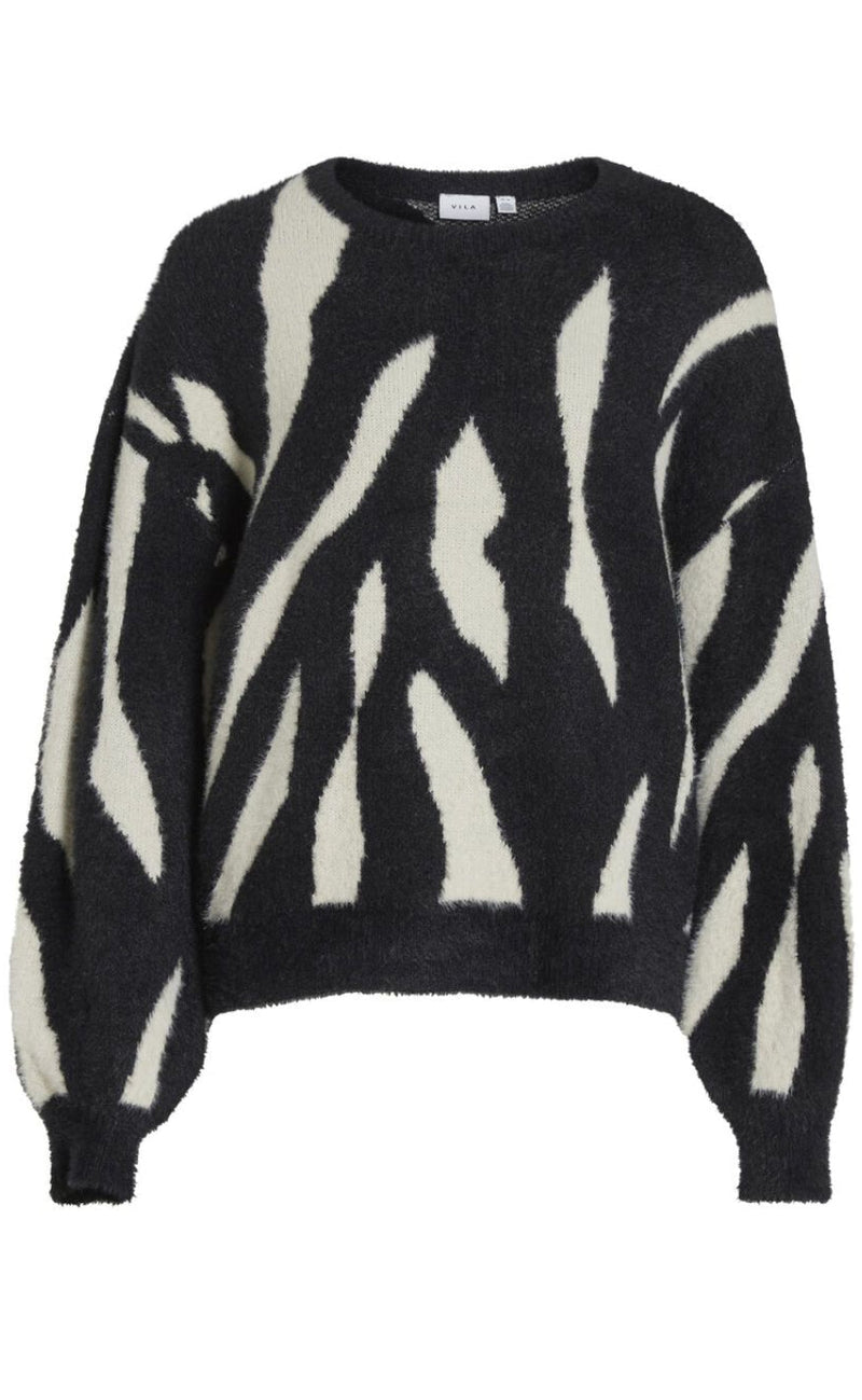 VILA Strik - Juli Jaquard - Black/White Sand