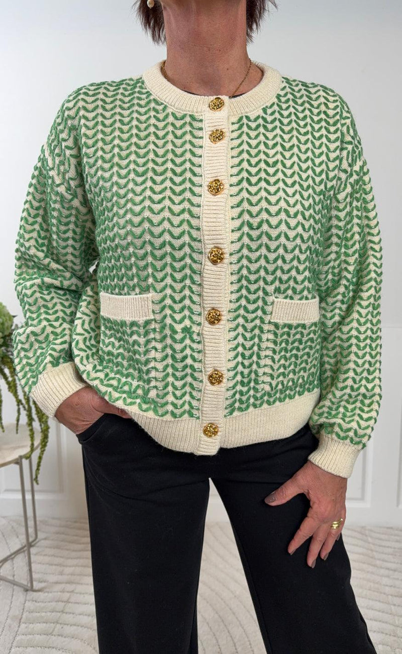YAS Cardigan - Gea - Birch/Medium Green