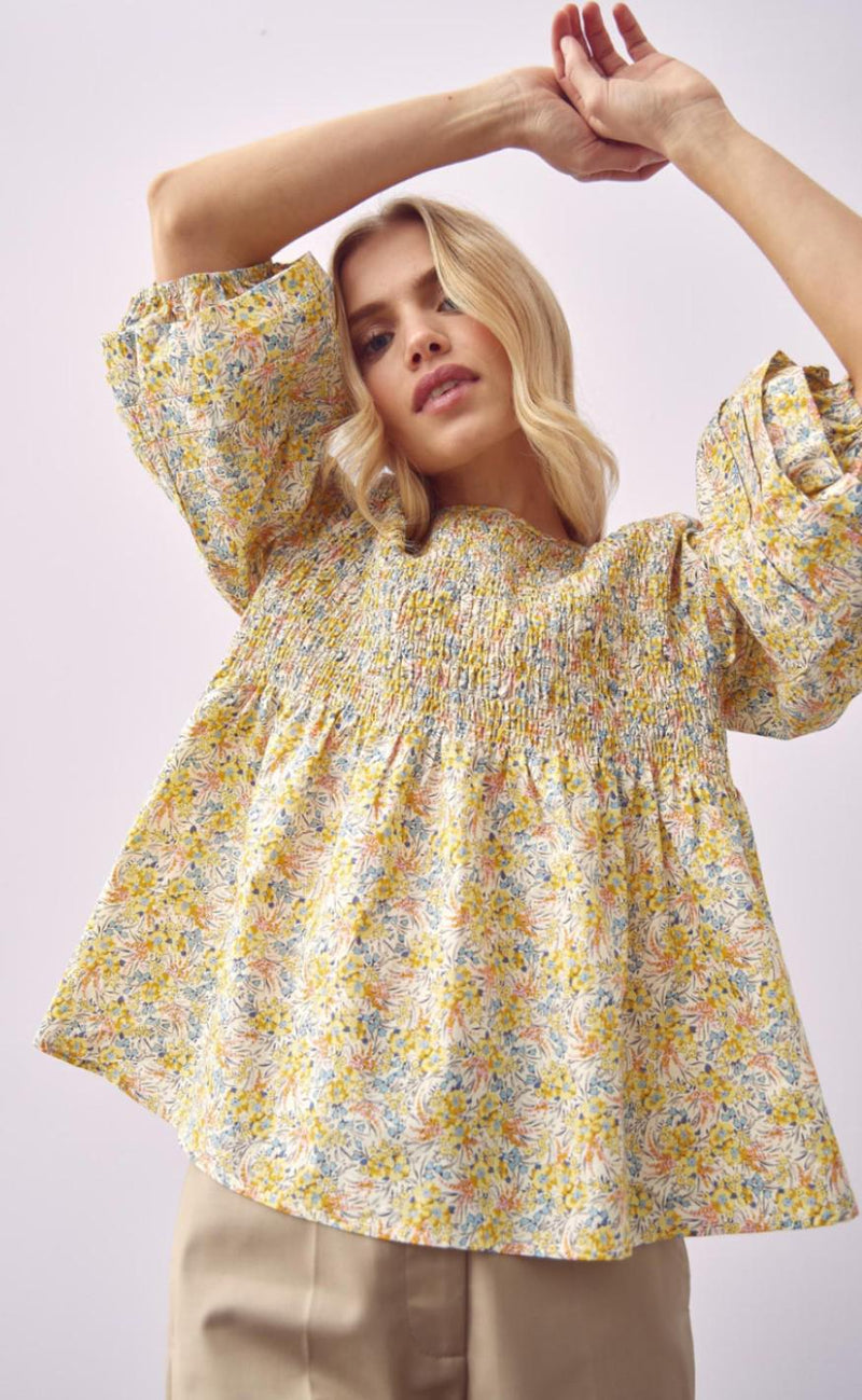 A-View Bluse - Roberta - Yellow print