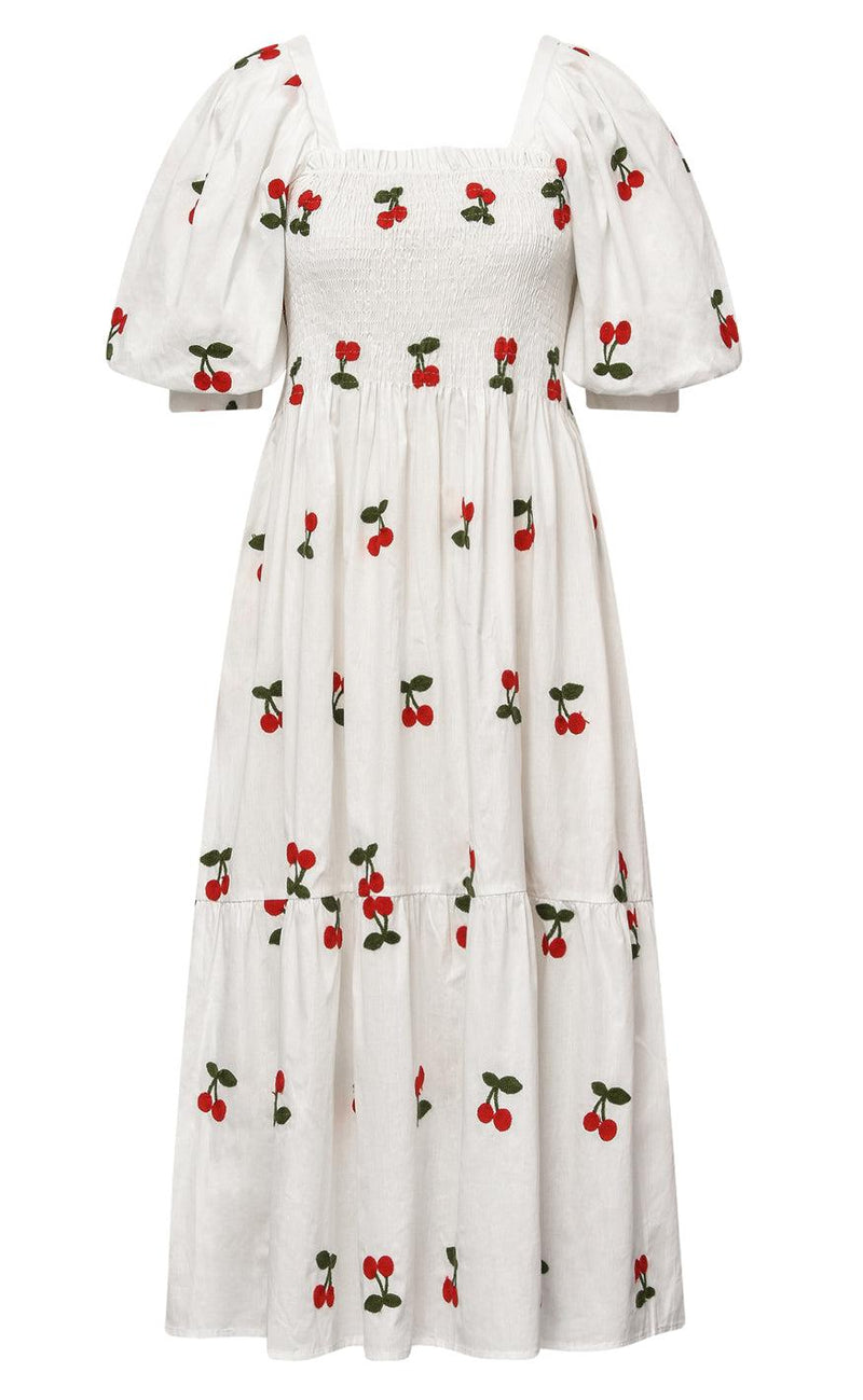 A-View Kjole - Cheri Fruit - White W. Cherry
