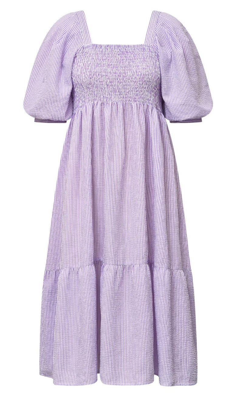 A-View Kjole - Cheri Stripe - Purple / White