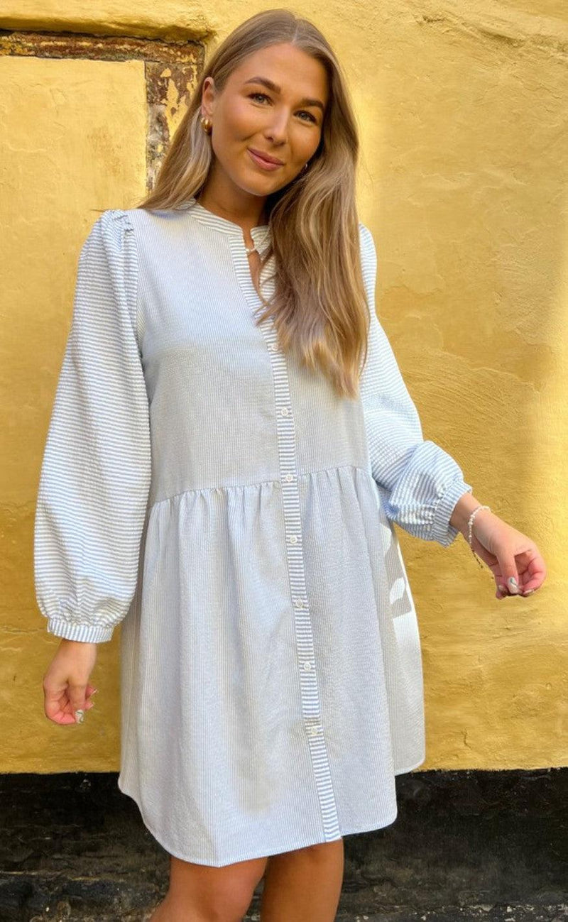 A-View Kjole - Solvej - Light blue/White Stripe