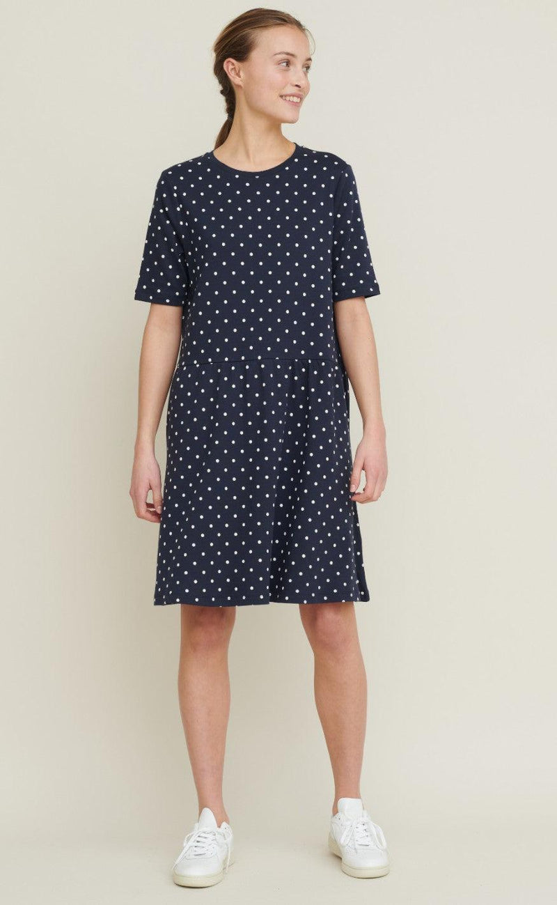 Basic Apparel Kjole - Signe Dot - Navy