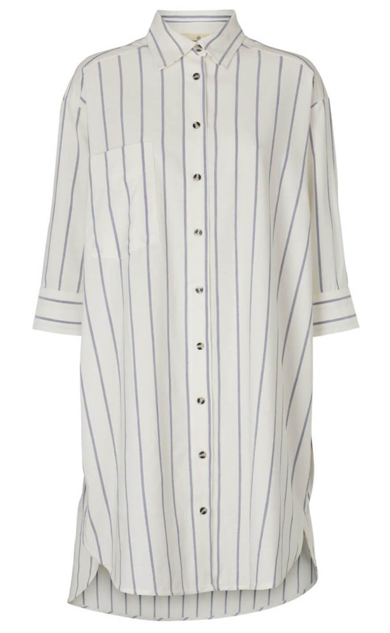 Basic Apparel Skjortekjole - Nora New Stripe - Off/Navy