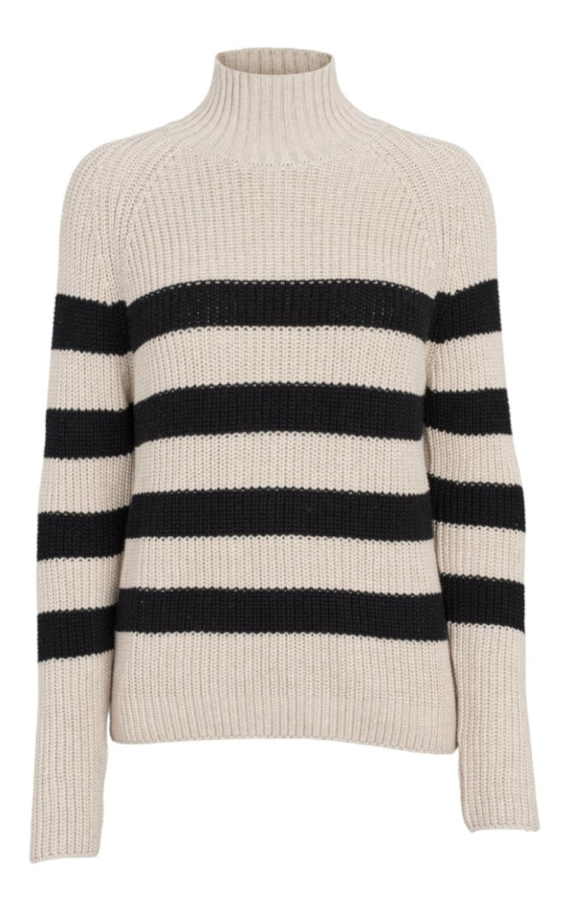 Basic Apparel Sweater - Sweety High Neck - Natural Melange/Black