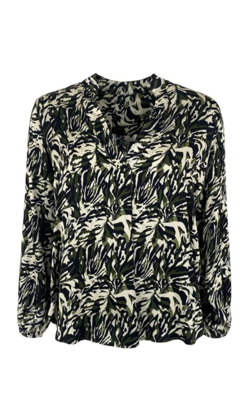 Black Colour Blouse - Vibella - Army Animal