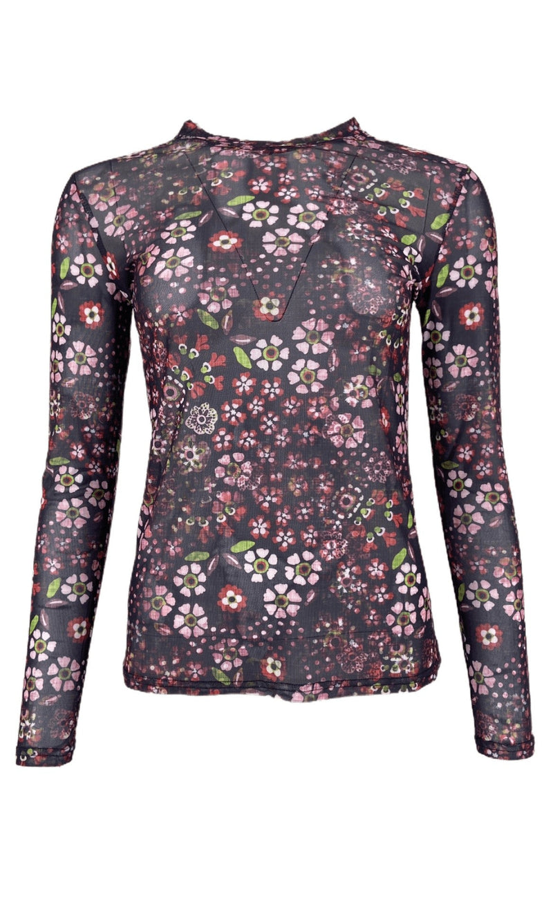 Black Colour Bluse - Annie Mesh - Winter Floral