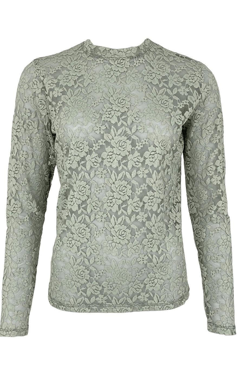 Black Colour Bluse - Eloise Lace - Dust Green