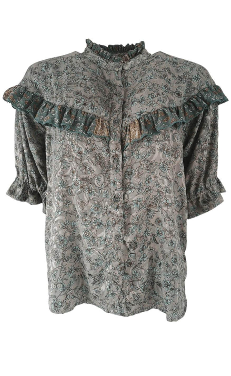 Black Colour Bluse - Luna Ruffle - Poetry Dove