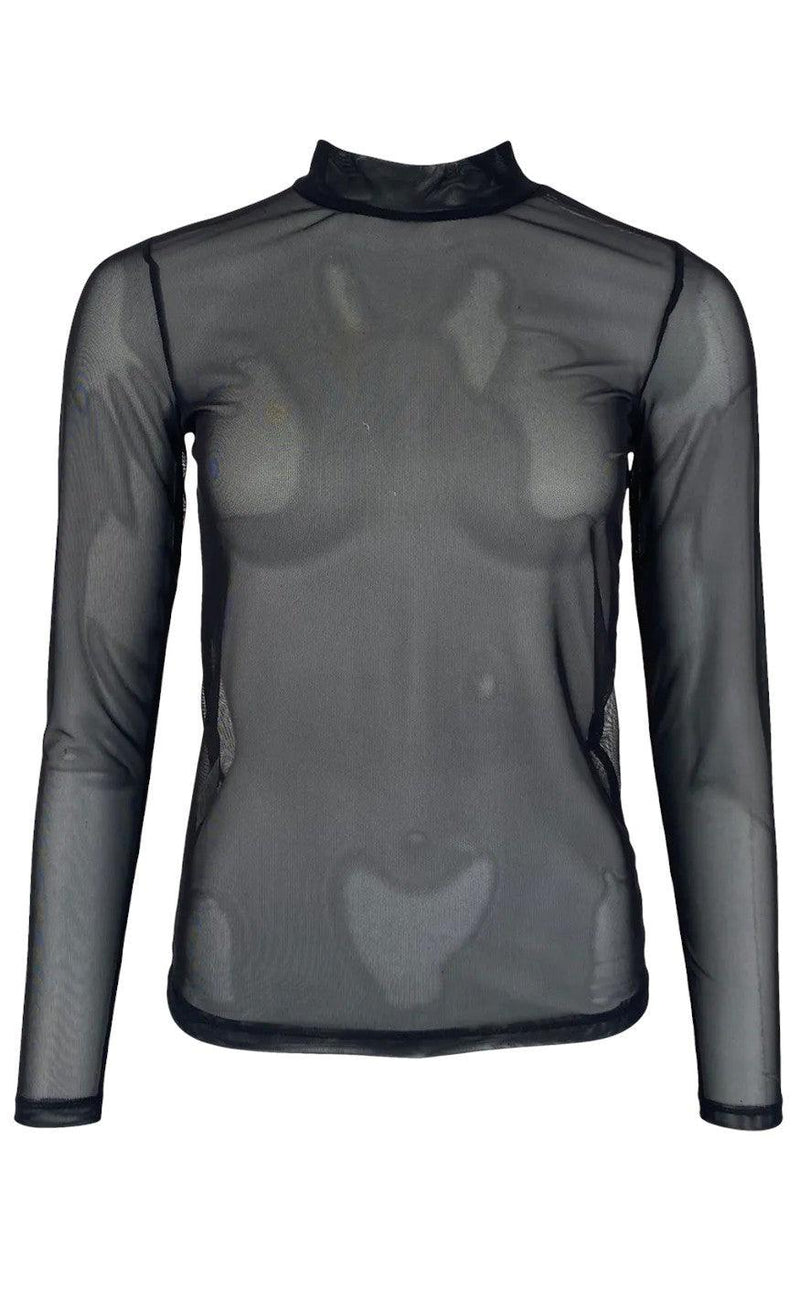 Black Colour Bluse - Milano Mesh - Black