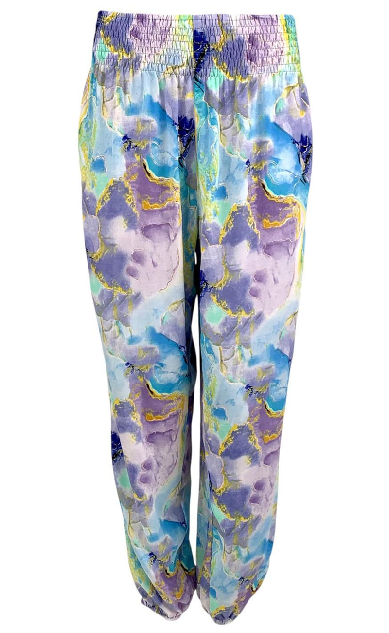 Black Colour Bukser - Luna Boho - Marble Blue