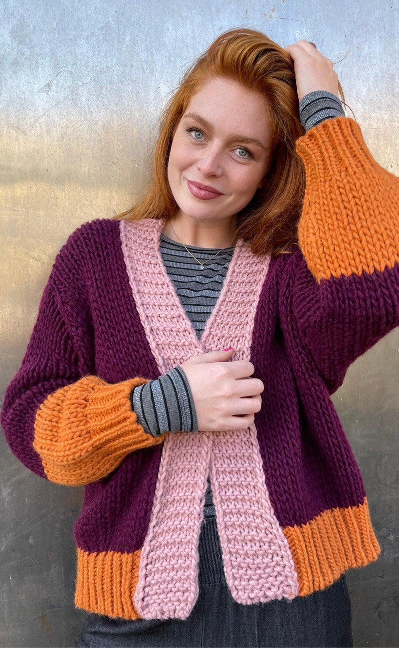 Black Colour Cardigan - Elva Knit - Wine