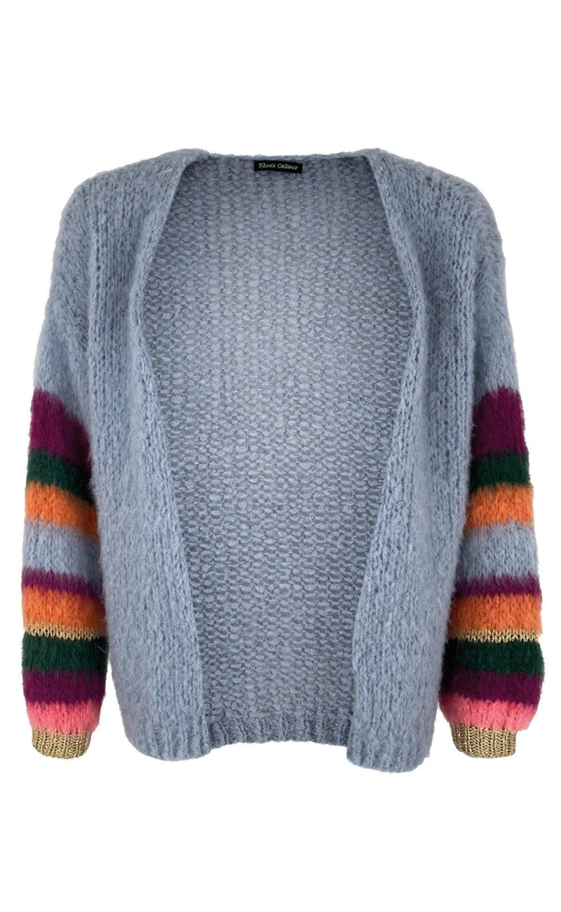 Black Colour Cardigan - Hera Brushed - Light Blue